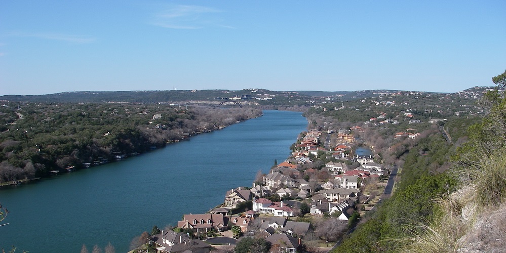 Mount Bonnell view of houses and river