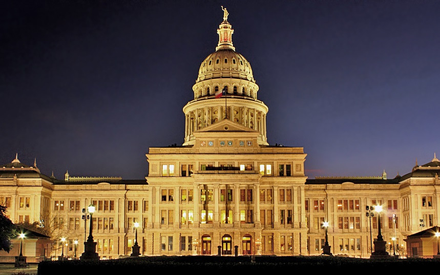 Texas Capitol Building night lights