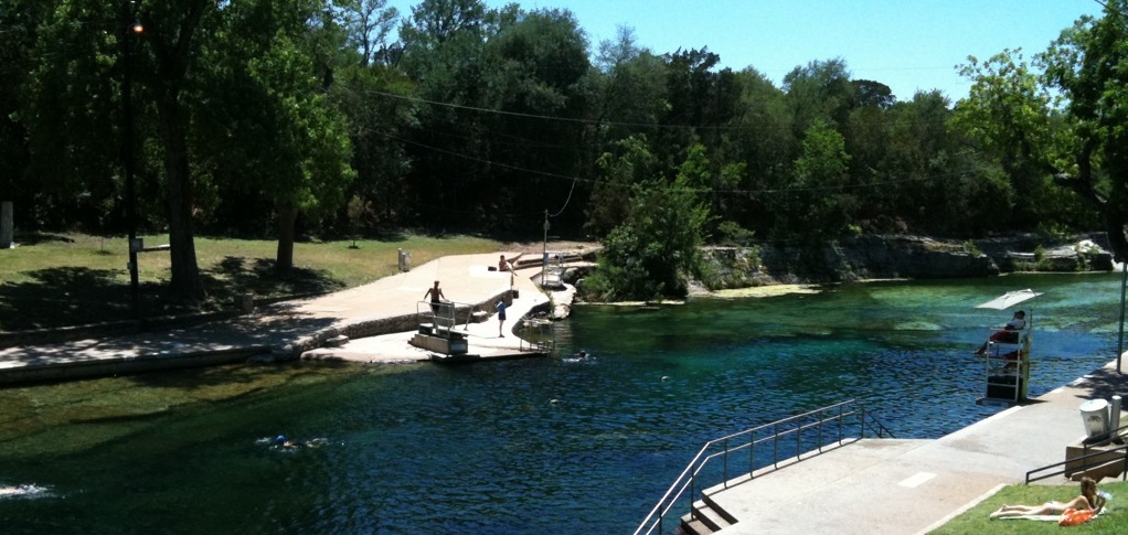 Barton springs river and hiking trails going through nature