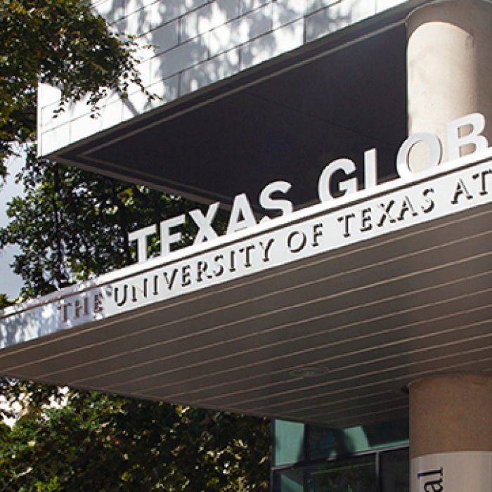 a view of the texas global building